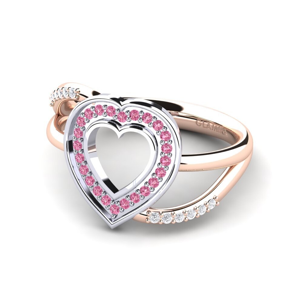 18ct Rose & White Gold Rhodolite Garnet Ring Marilla