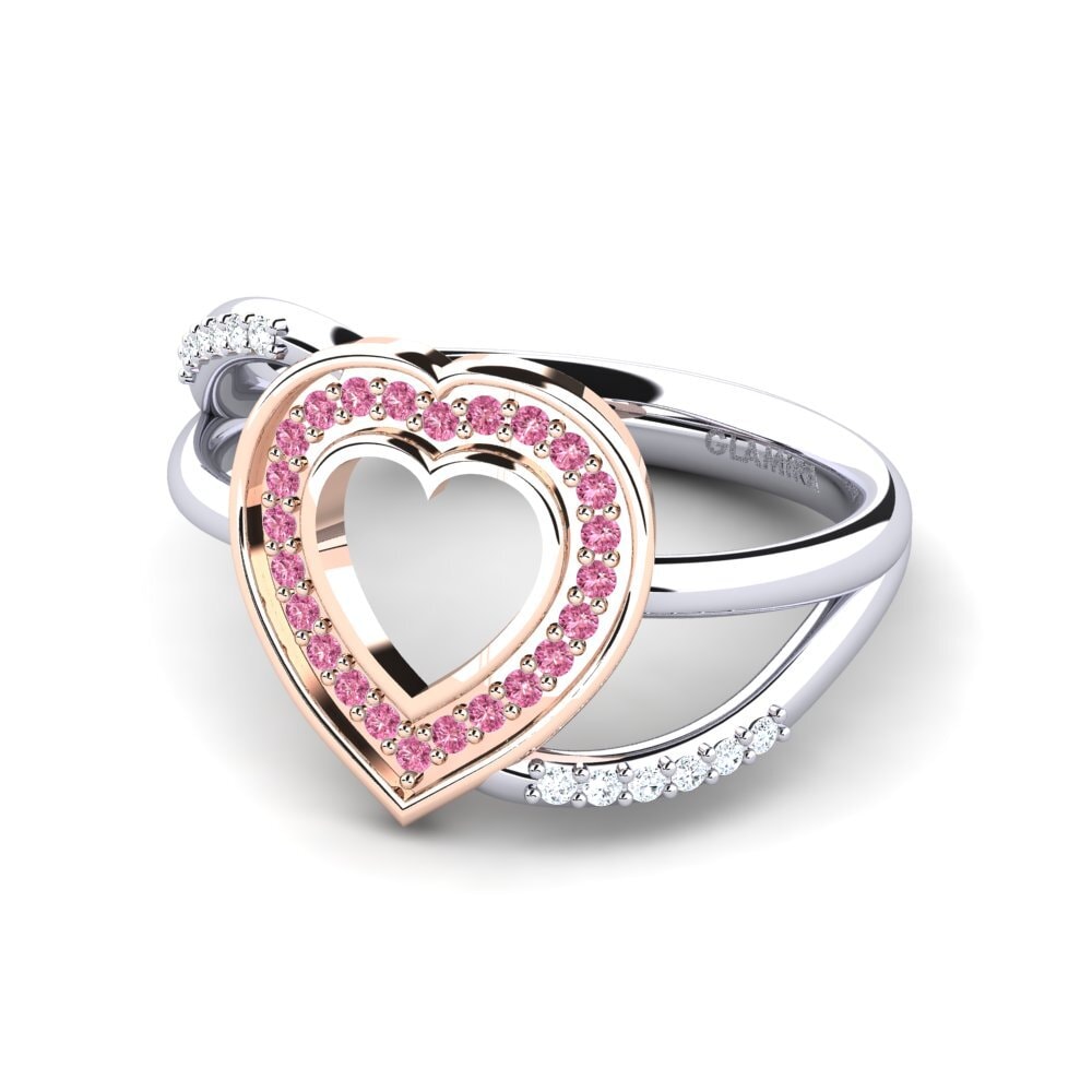 14k Oro Blanco & Rosa Granate Rhodolite Anillo Marilla