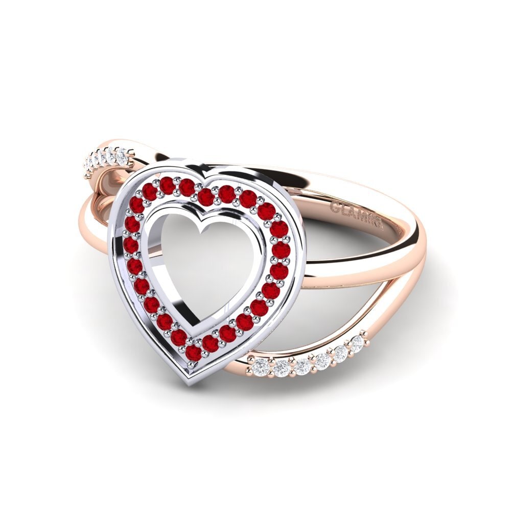 9ct Rose & White Gold Red Zirconia Ring Marilla