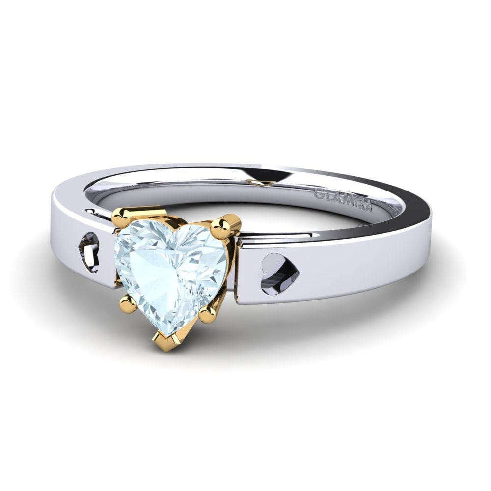 14ct White & Yellow Gold Aquamarine Women's Ring Marilyn