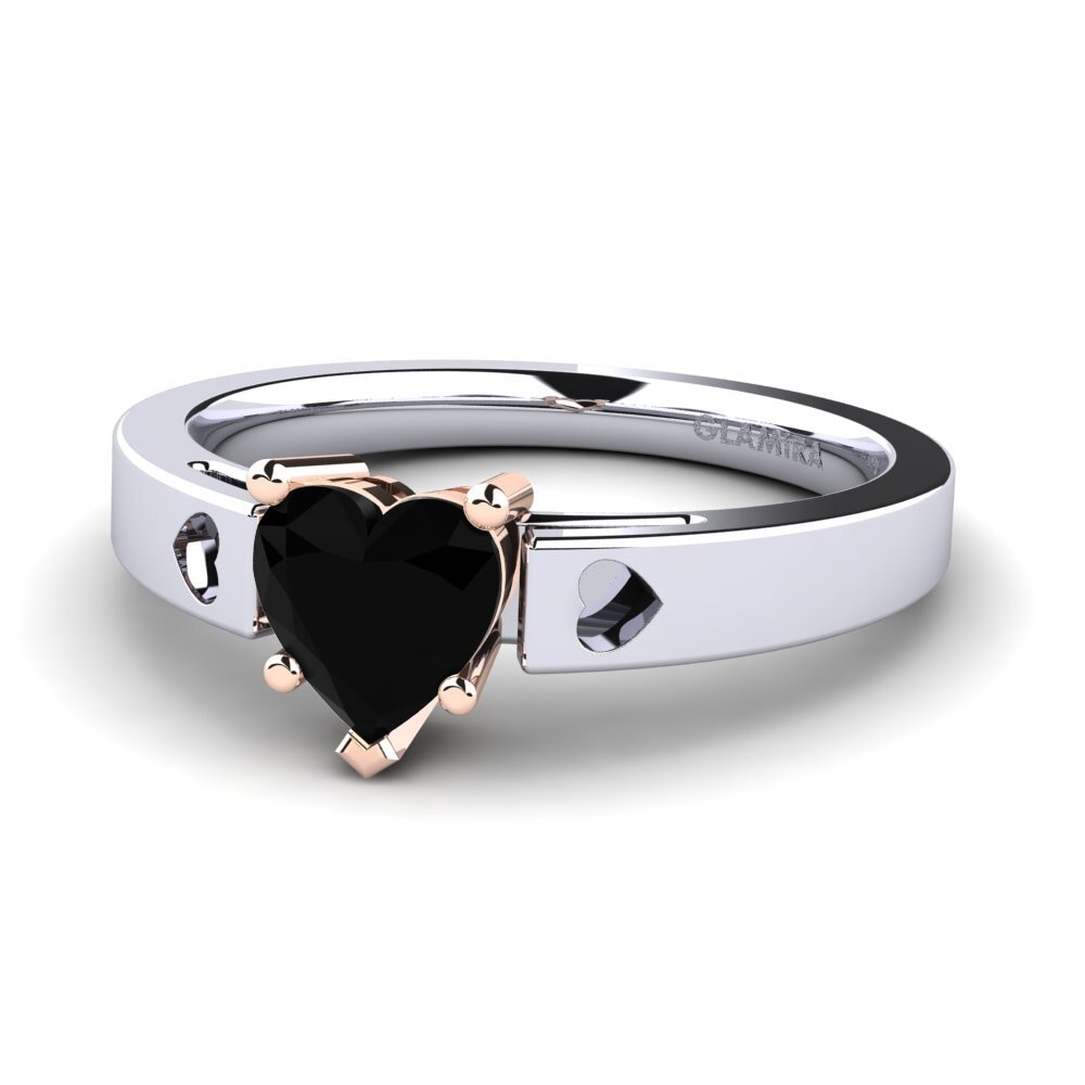14ct White & Rose Gold Black Sapphire Women's Ring Marilyn