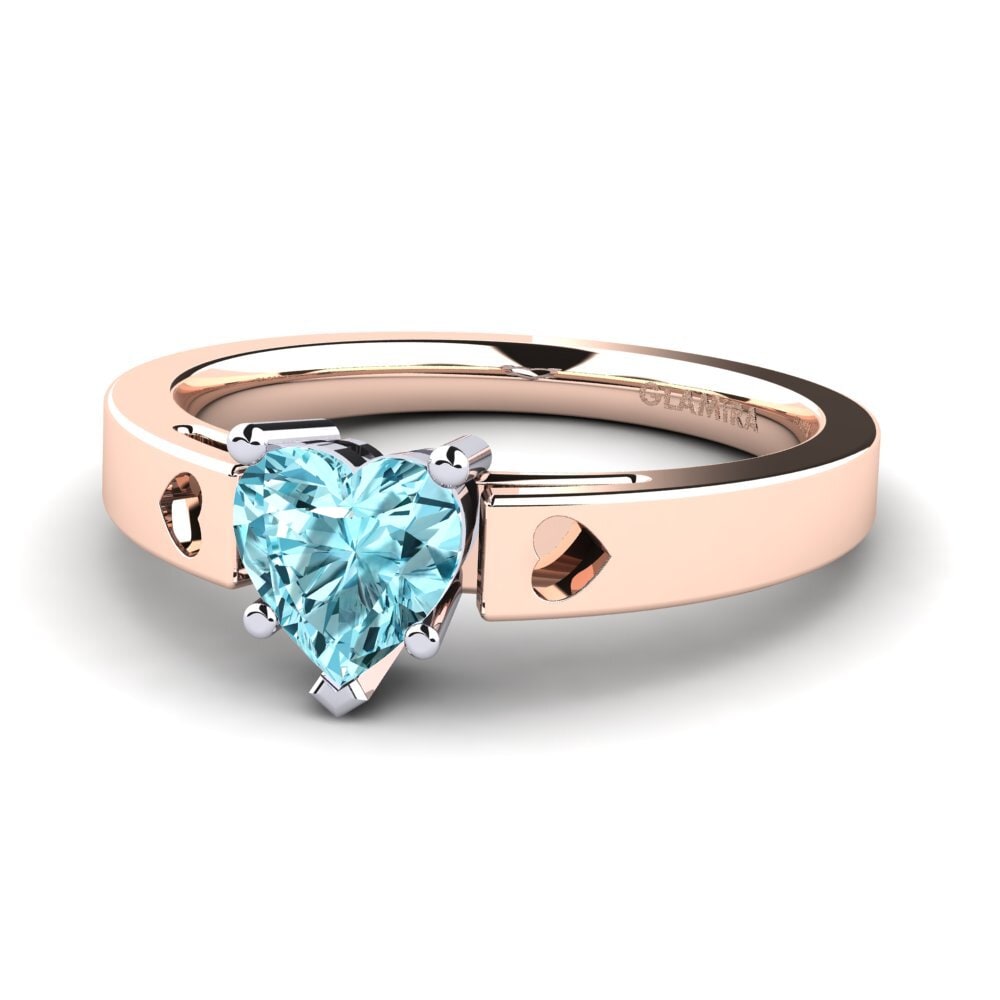 14ct Rose & White Gold Blue Zircon Women's Ring Marilyn