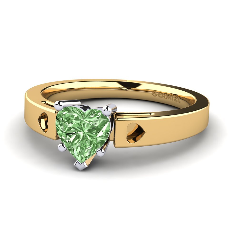 18ct Yellow & White Gold Green Diamond Women's Ring Marilyn