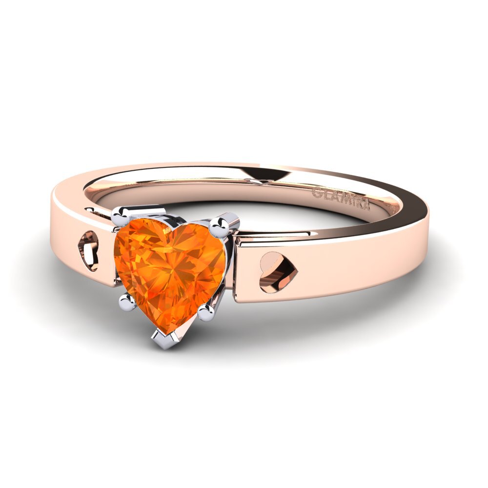18ct Rose & White Gold Orange Sapphire Women's Ring Marilyn