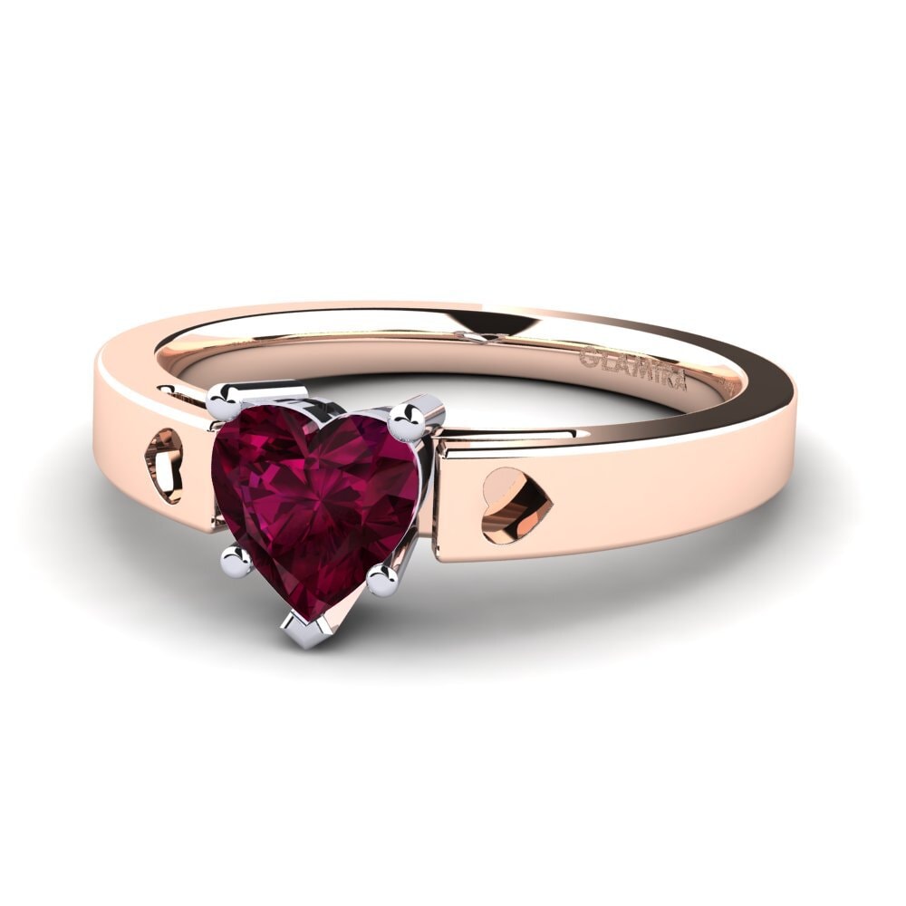 18ct Rose & White Gold Rhodolite Garnet Women's Ring Marilyn
