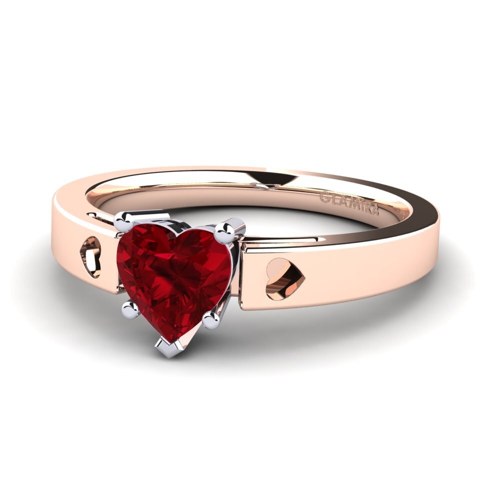 9ct Rose & White Gold Red Zirconia Women's Ring Marilyn