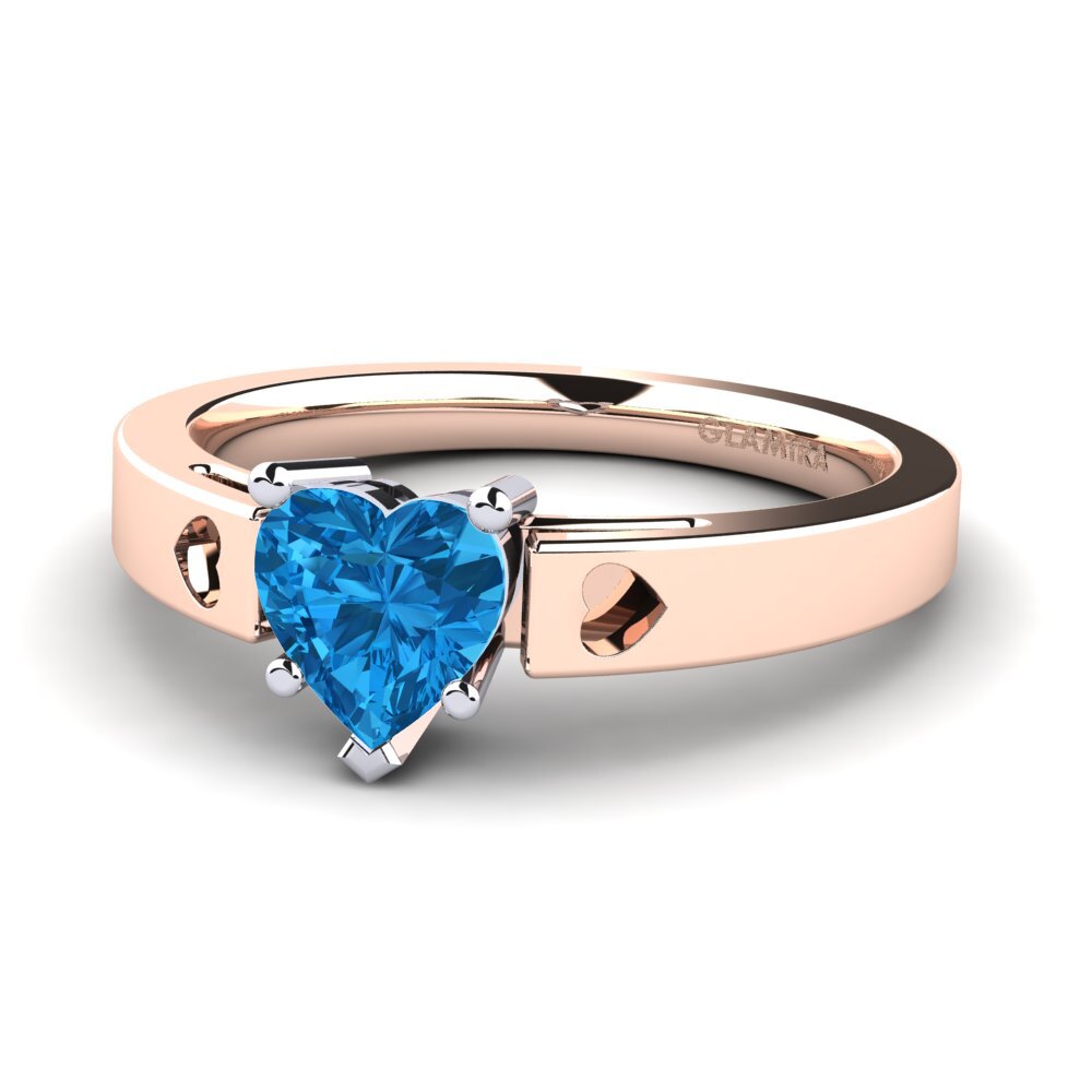 18ct Rose & White Gold Blue Topaz Women's Ring Marilyn