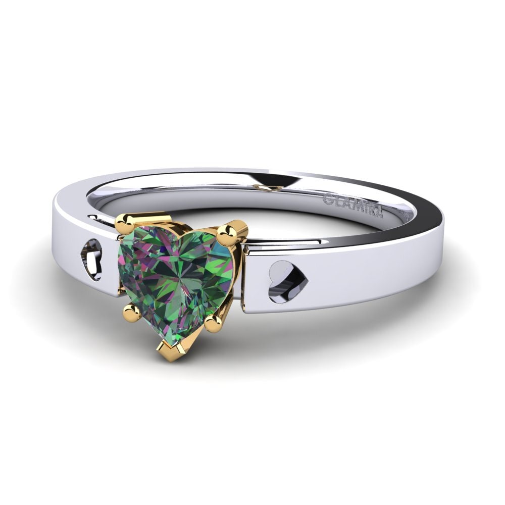 14k Oro Blanco & Amarillo Topacio Místico Anillo de Mujer Marilyn