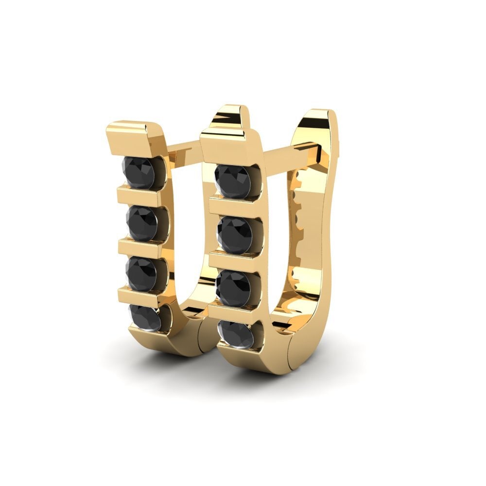 14ct Yellow Gold Black Diamond Women's Earring Mariutz