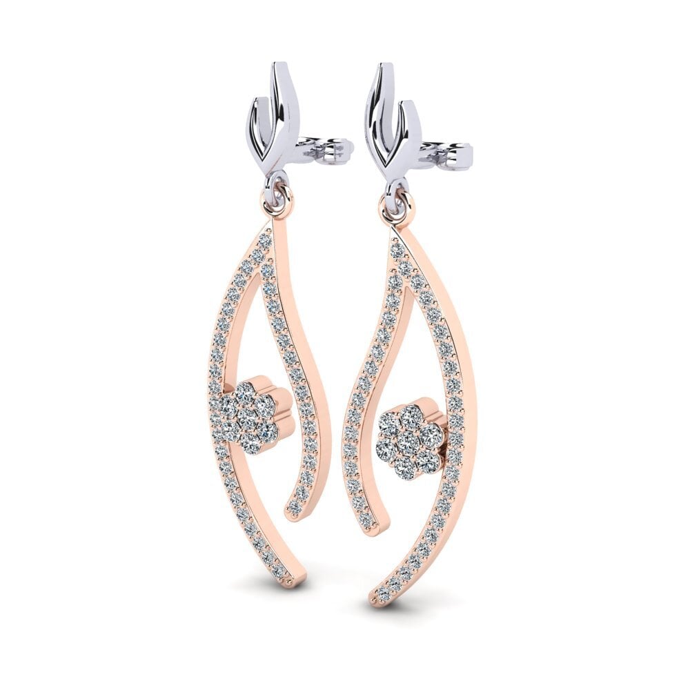 14k Oro Rosa & Blanco Pendiente de mujer Mari̇tza