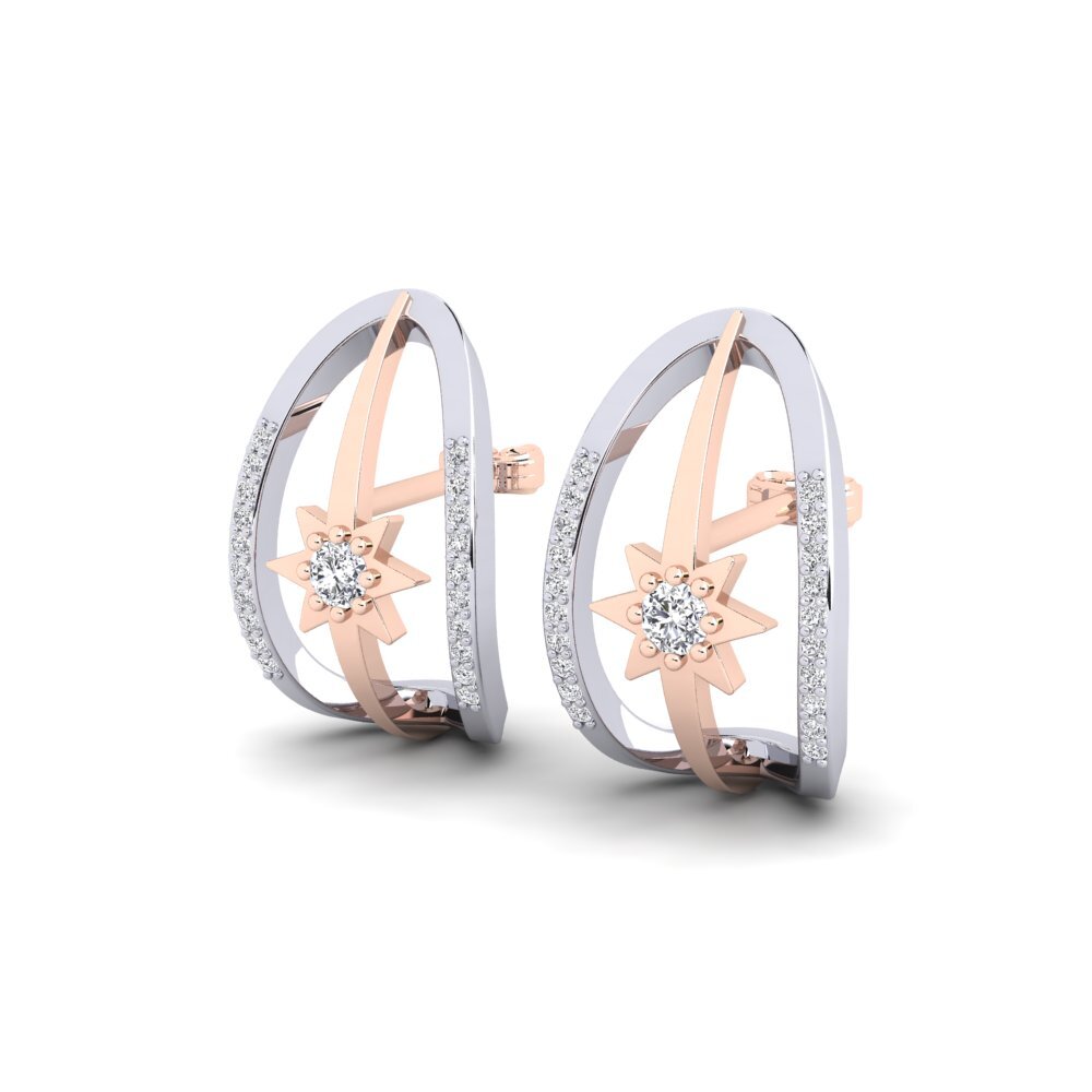 14ct Rose / White Gold Women's Earring Markabim