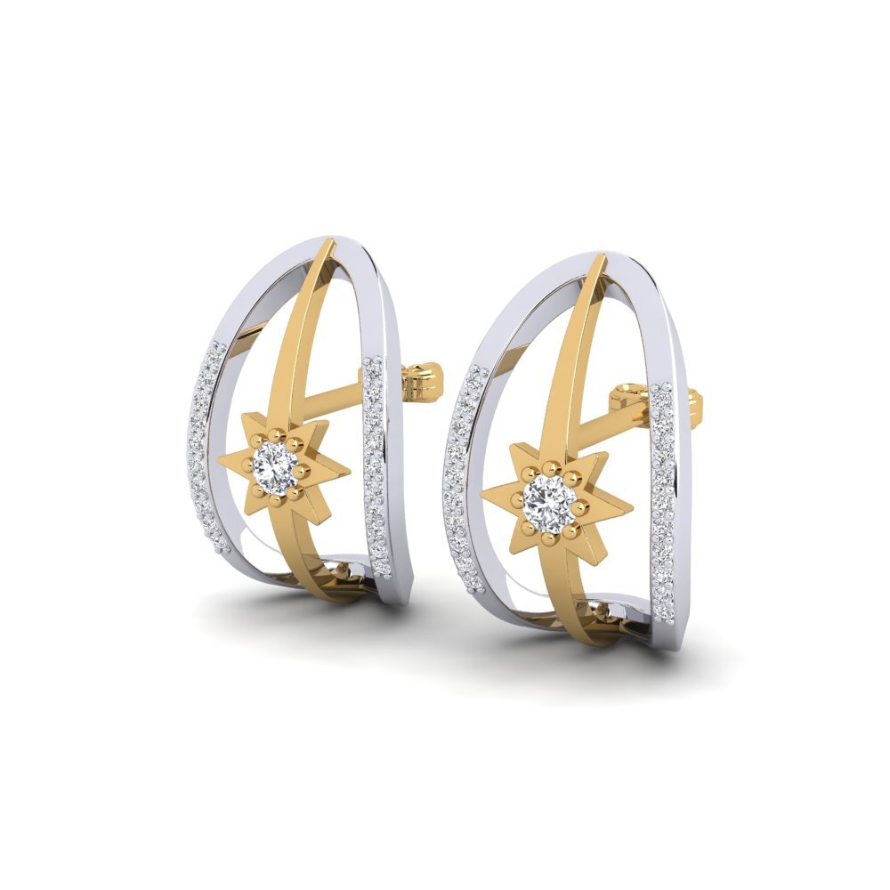 14k Oro Amarillo/Blanco Pendiente de mujer Markabim