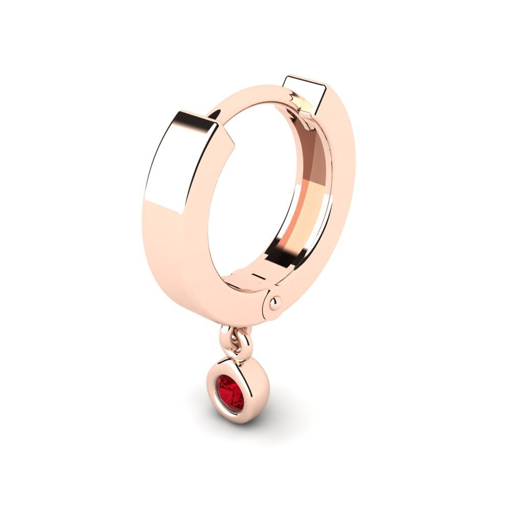 14k Oro Rosa Circonita Roja Pendiente para hombre Marky