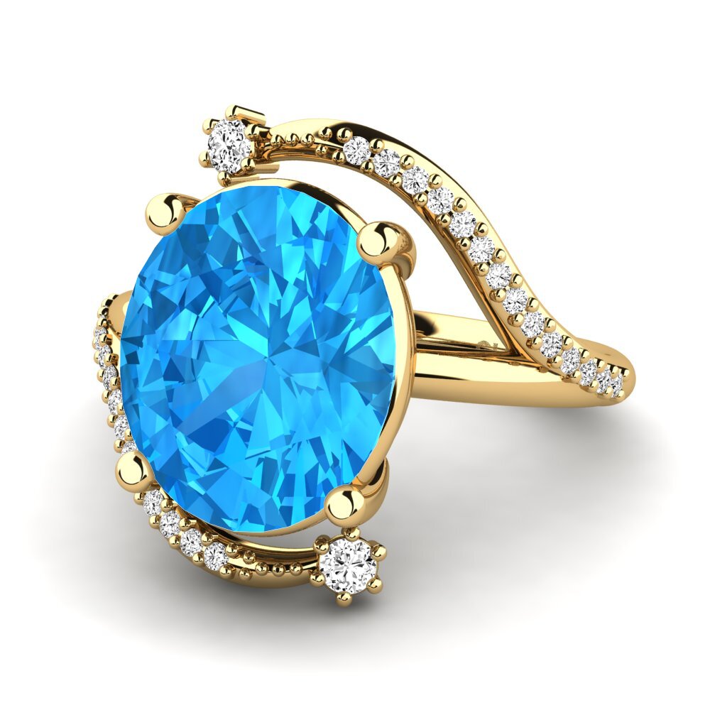 Ovalado Topacio azul Anillo Marlita