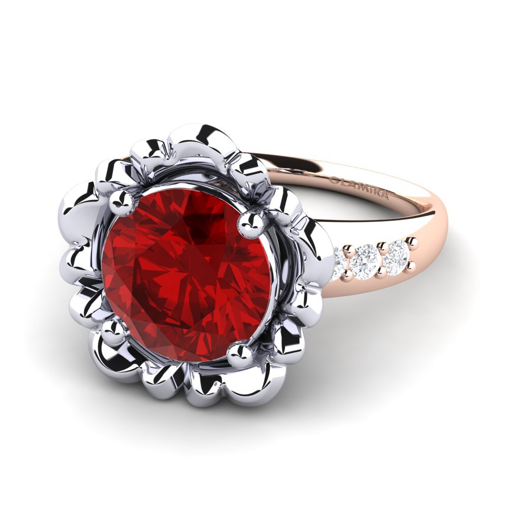 14k Oro Blanco & Rosa Rubí (Creado en laboratorio) Anillo Marnie