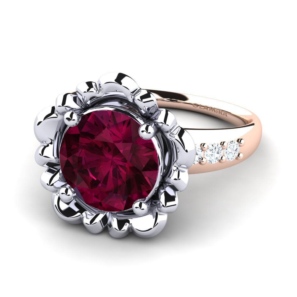 14k Oro Blanco & Rosa Granate Rhodolite Anillo Marnie