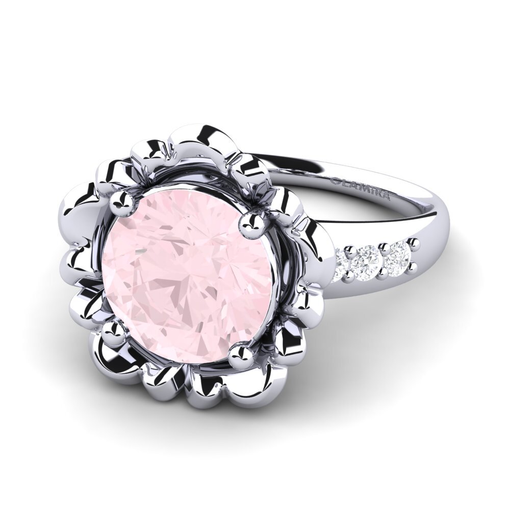 Or Blanc 9k Quartz Rose Bague Marnie