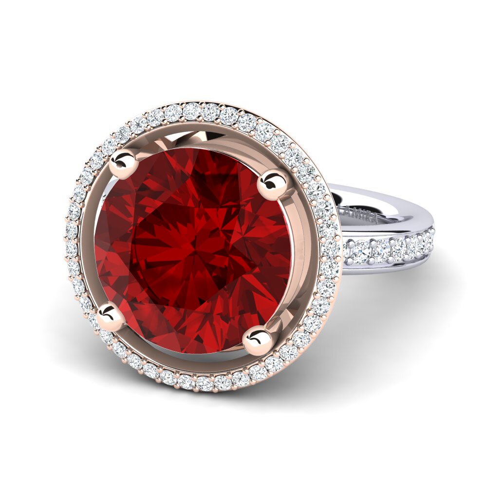 14k Oro Blanco & Rosa Rubí (Creado en laboratorio) Anillo Marnisha
