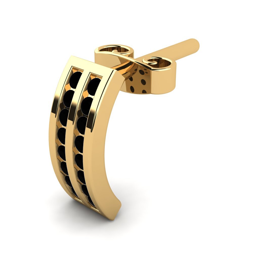 14k Oro Amarillo Ónix Negro Pendiente para hombre Marsilio
