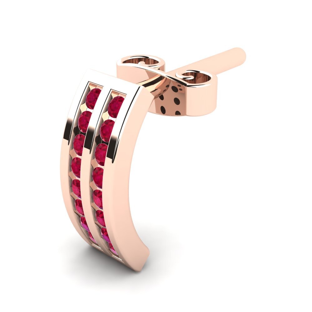 14K Rose Gold Ruby Men's Earring Marsilio