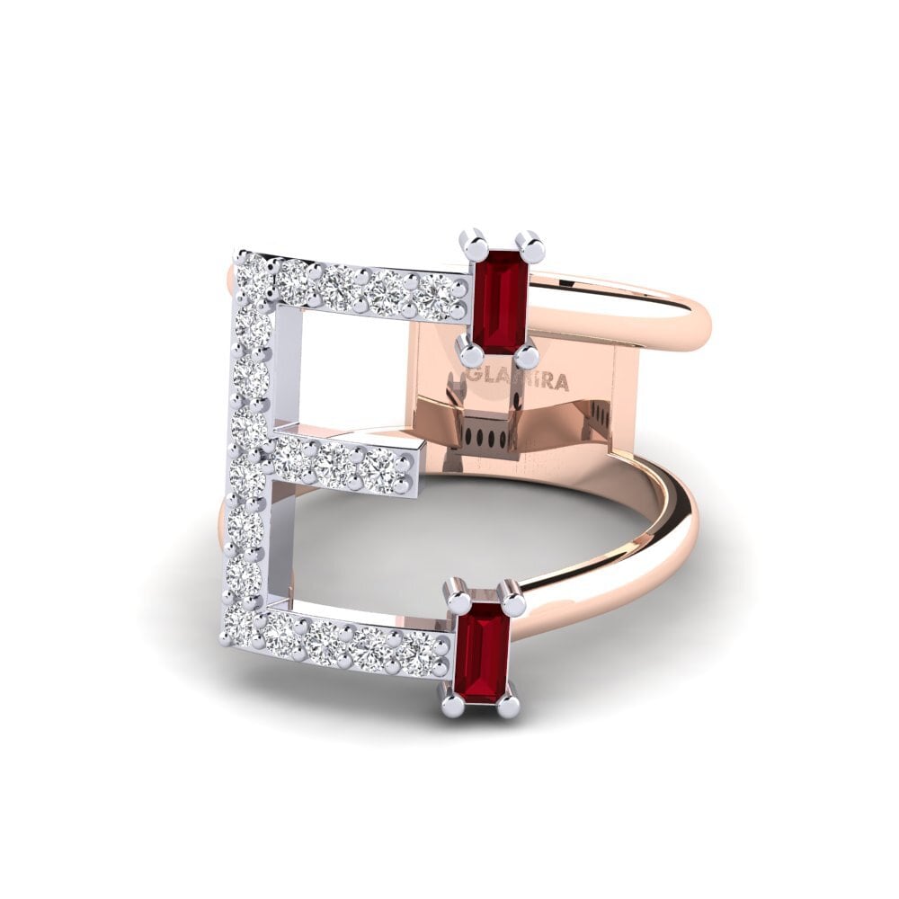 14K Rose & White Gold Red Zirconia SYLVIE Ring Martox - E