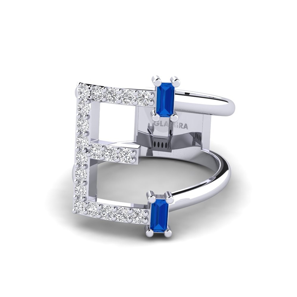 Palladium 950 Dunkelblauer Zirkonia SYLVIE Ringe Martox - E