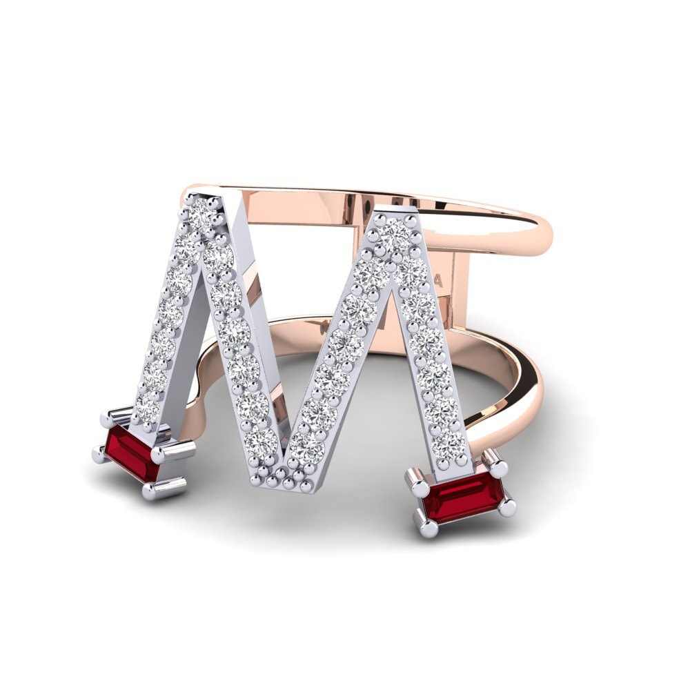 14K Rose & White Gold Red Zirconia SYLVIE Ring Martox - M
