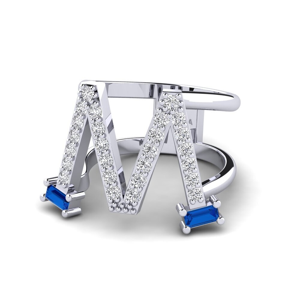 Palladium 950 Dunkelblauer Zirkonia SYLVIE Ringe Martox - M