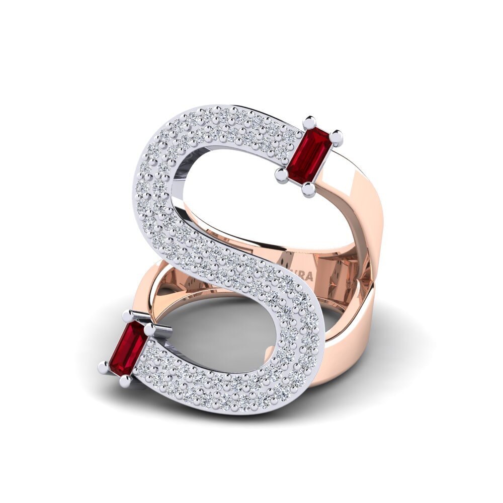 14K Rose & White Gold Red Zirconia SYLVIE Ring Martox - S