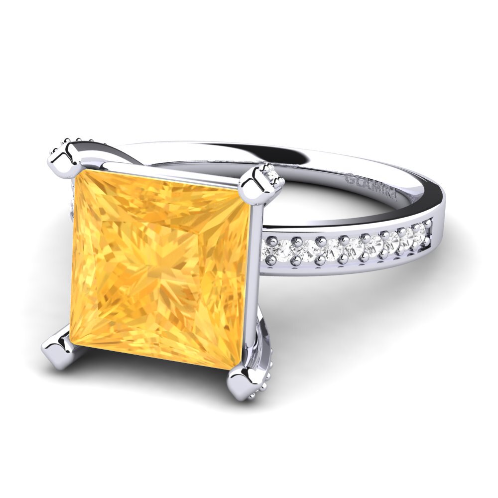 White Silver Citrine Ring Martoya