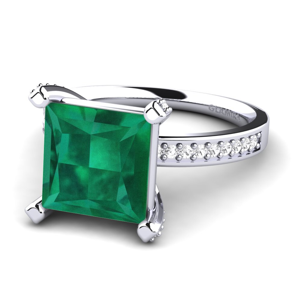 White Silver Emerald Ring Martoya