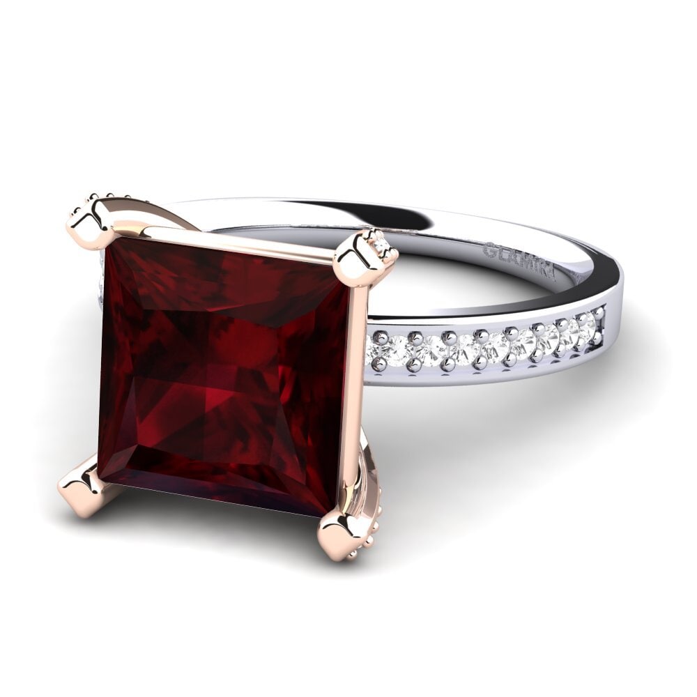 14k White & Rose Gold Garnet Ring Martoya