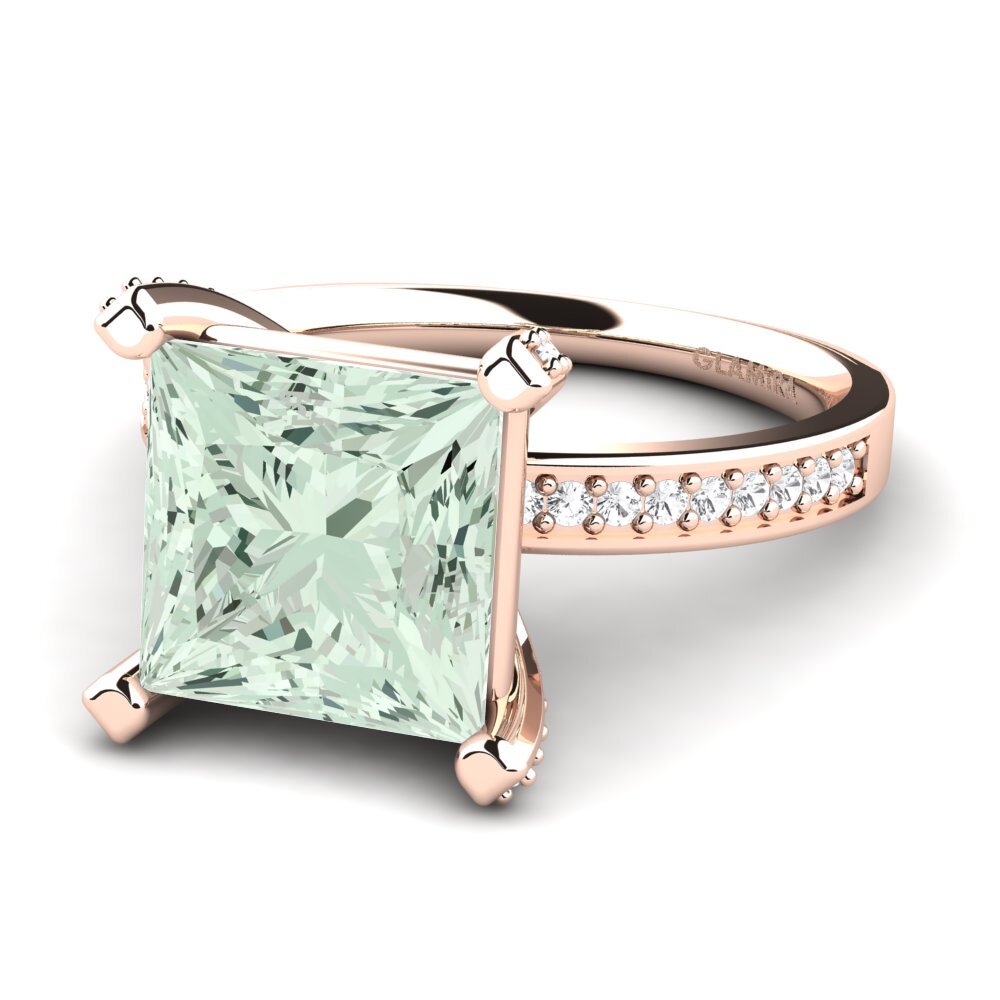 9k Rose Gold Green Amethyst Ring Martoya