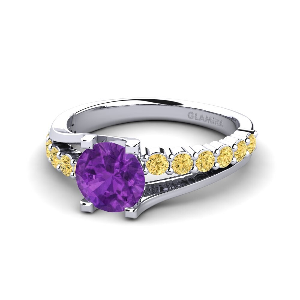 18k Oro Blanco Amatista Anillo de compromiso Maryellen