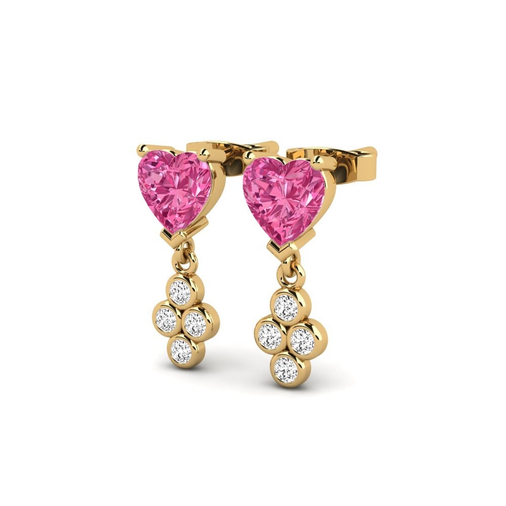 Corazón Turmalina rosa Pendiente de mujer Marziv