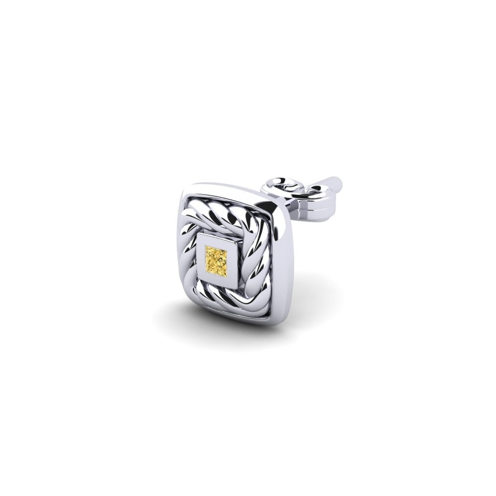 925 stříbro Žlutý diamant Pánské náušnice Mashid
