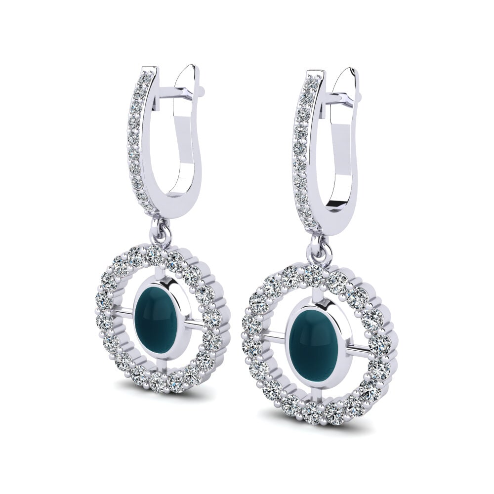 Cabochon Oval Topacio Azul Londres Cabujón Pendiente de mujer Masika