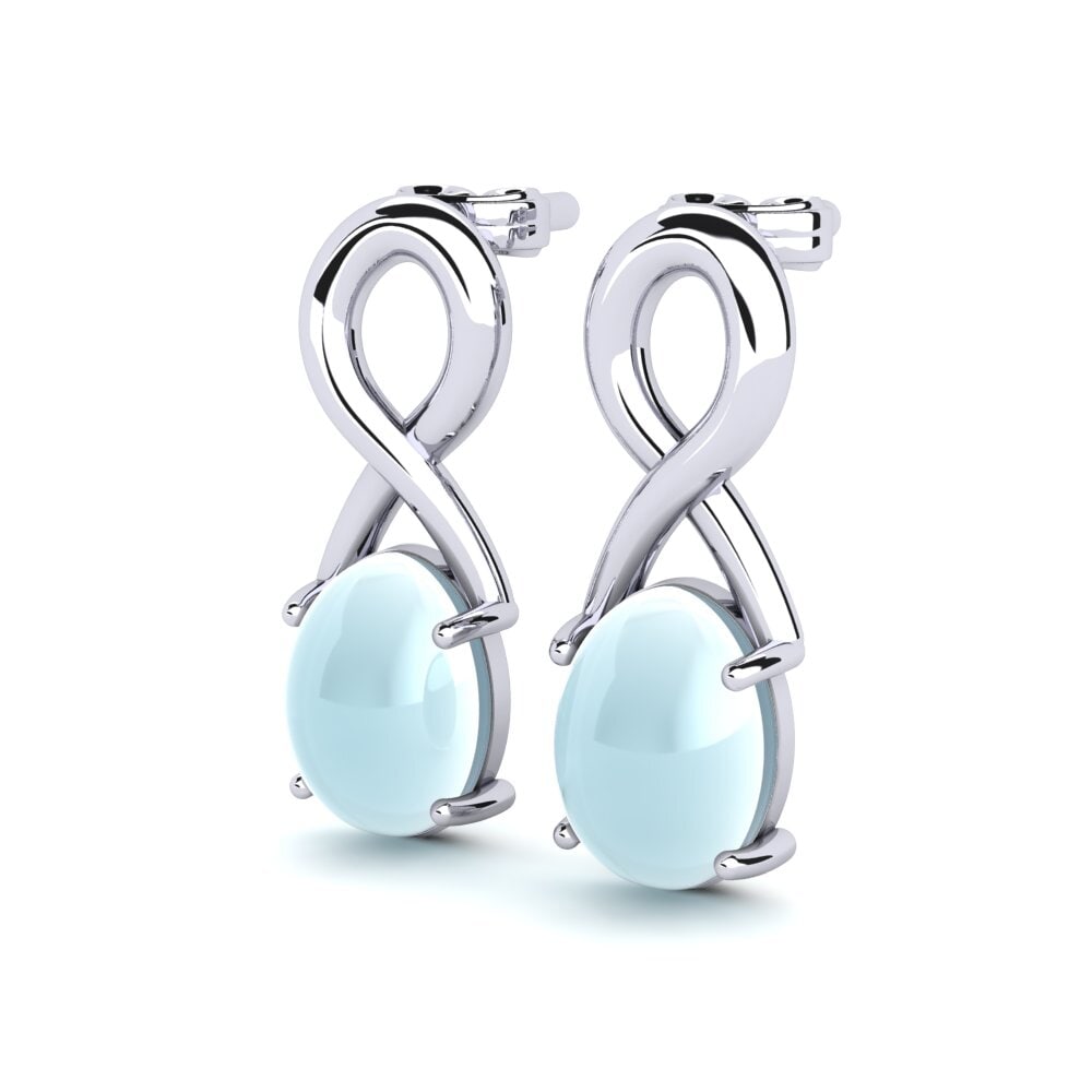 Palladium 950 Aigue-marine Cabochon Boucle d'oreille femme Masselin