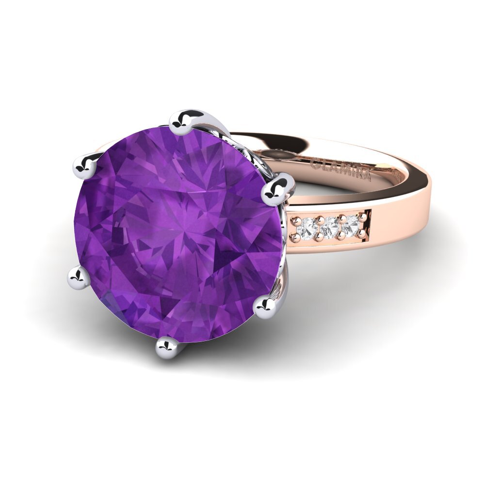 14k Rose & White Gold Amethyst Ring Massima