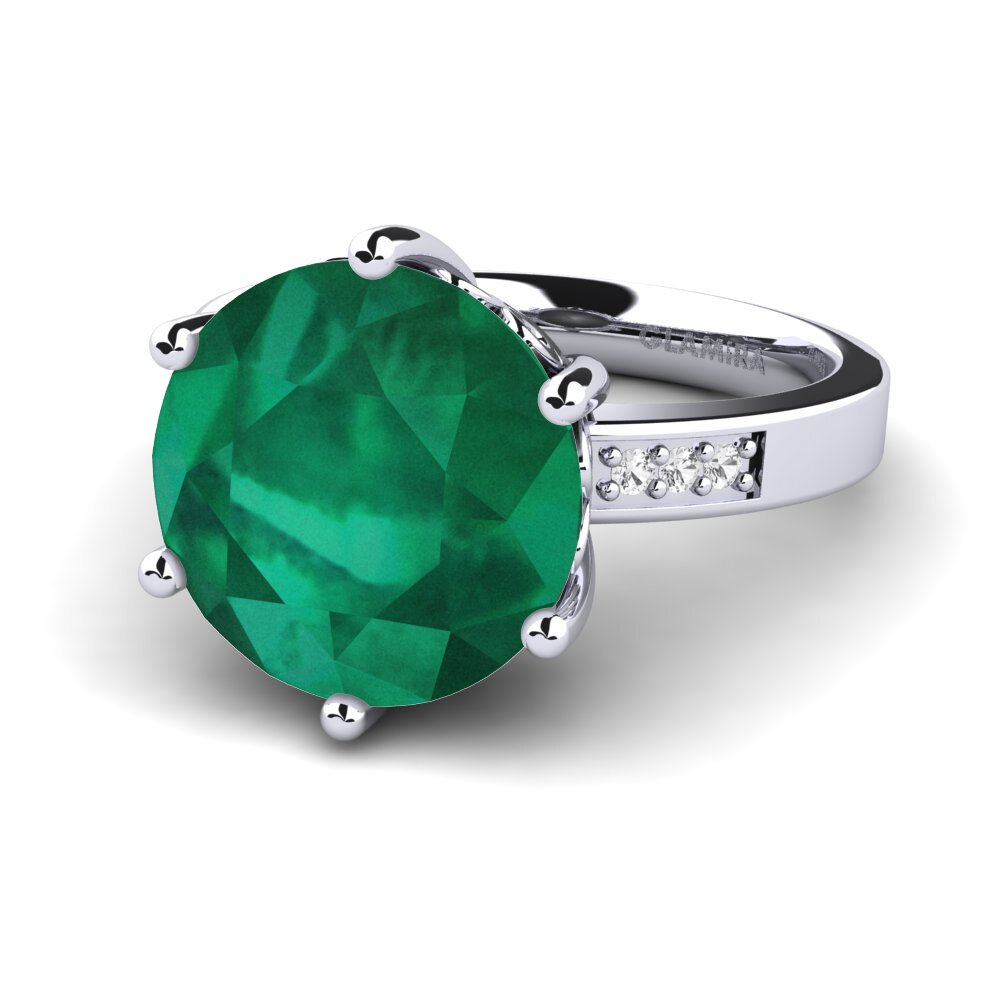 White Silver Emerald Ring Massima