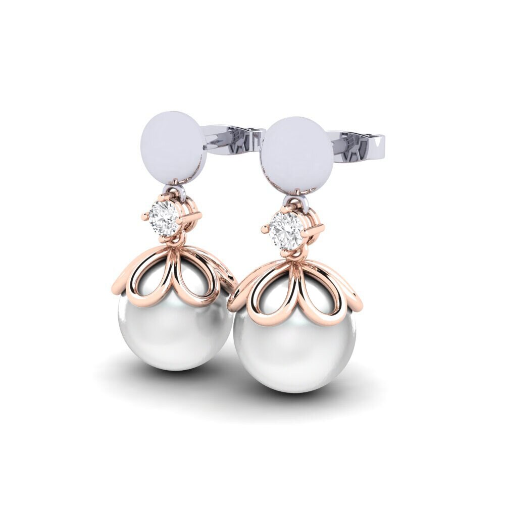 9ct White & Rose Gold White sapphire Women's Earring Masturaji