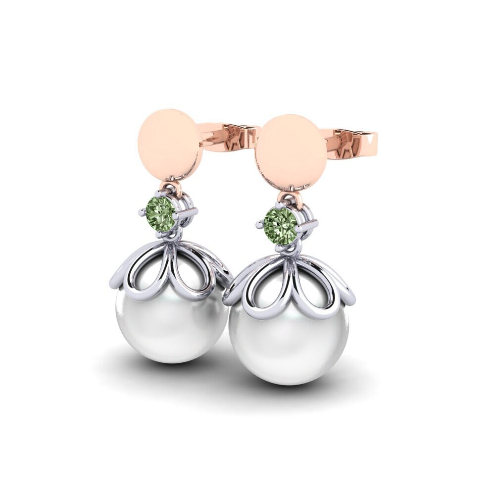 9k Oro Rosa & Blanco Diamante Verde Pendiente de mujer Masturaji