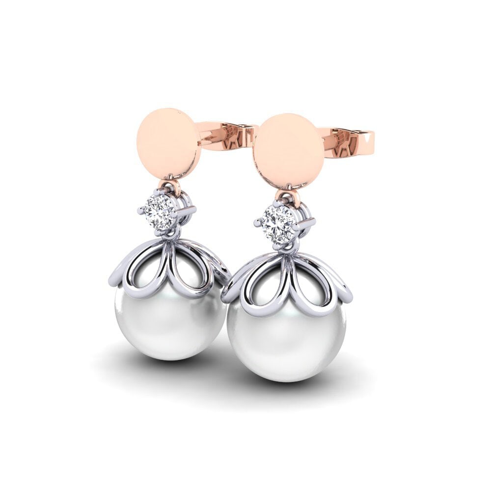 9ct Rose & White Gold Lab Grown Diamond Women's Earring Masturaji
