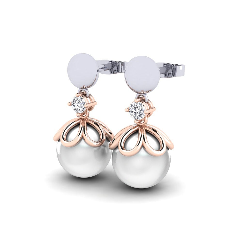 9ct White & Rose Gold Lab Grown Diamond Women's Earring Masturaji