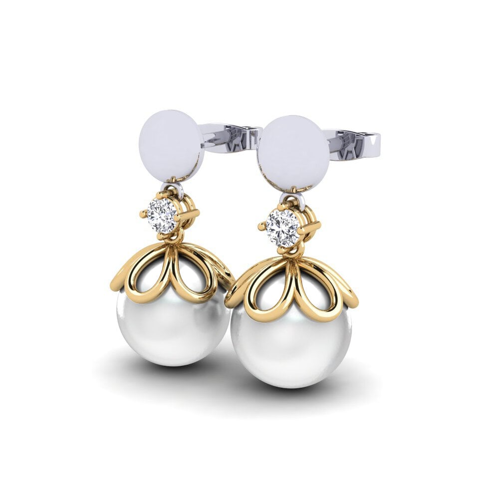 18ct White & Yellow Gold Lab Grown Diamond Women's Earring Masturaji
