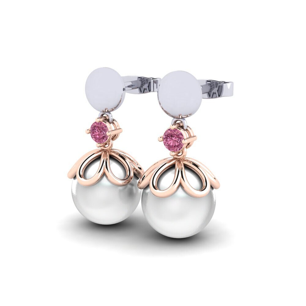 9ct White & Rose Gold Rhodolite Garnet Women's Earring Masturaji