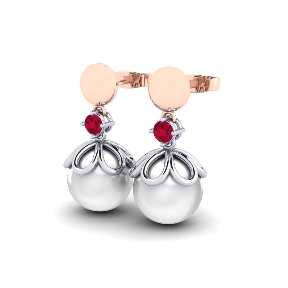 9k Oro Rosa & Blanco Rubí Pendiente de mujer Masturaji
