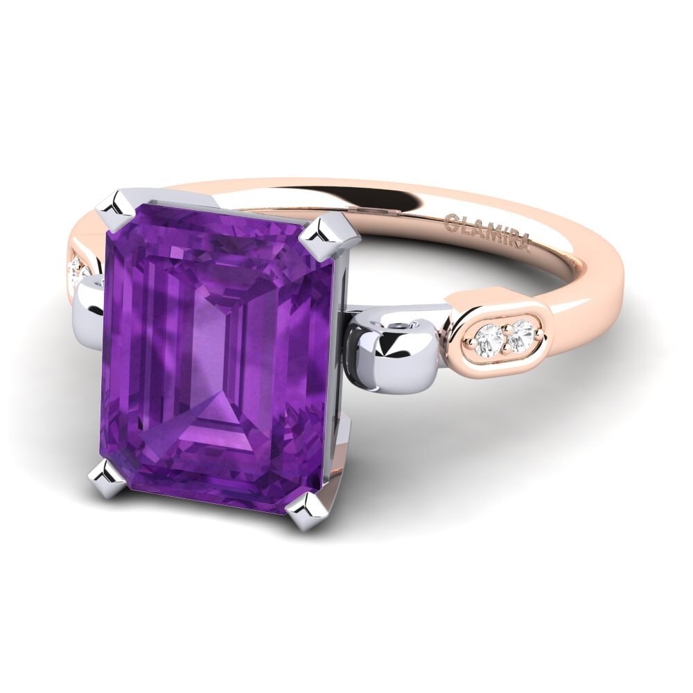 14k Rose & White Gold Amethyst Engagement Ring Mathina