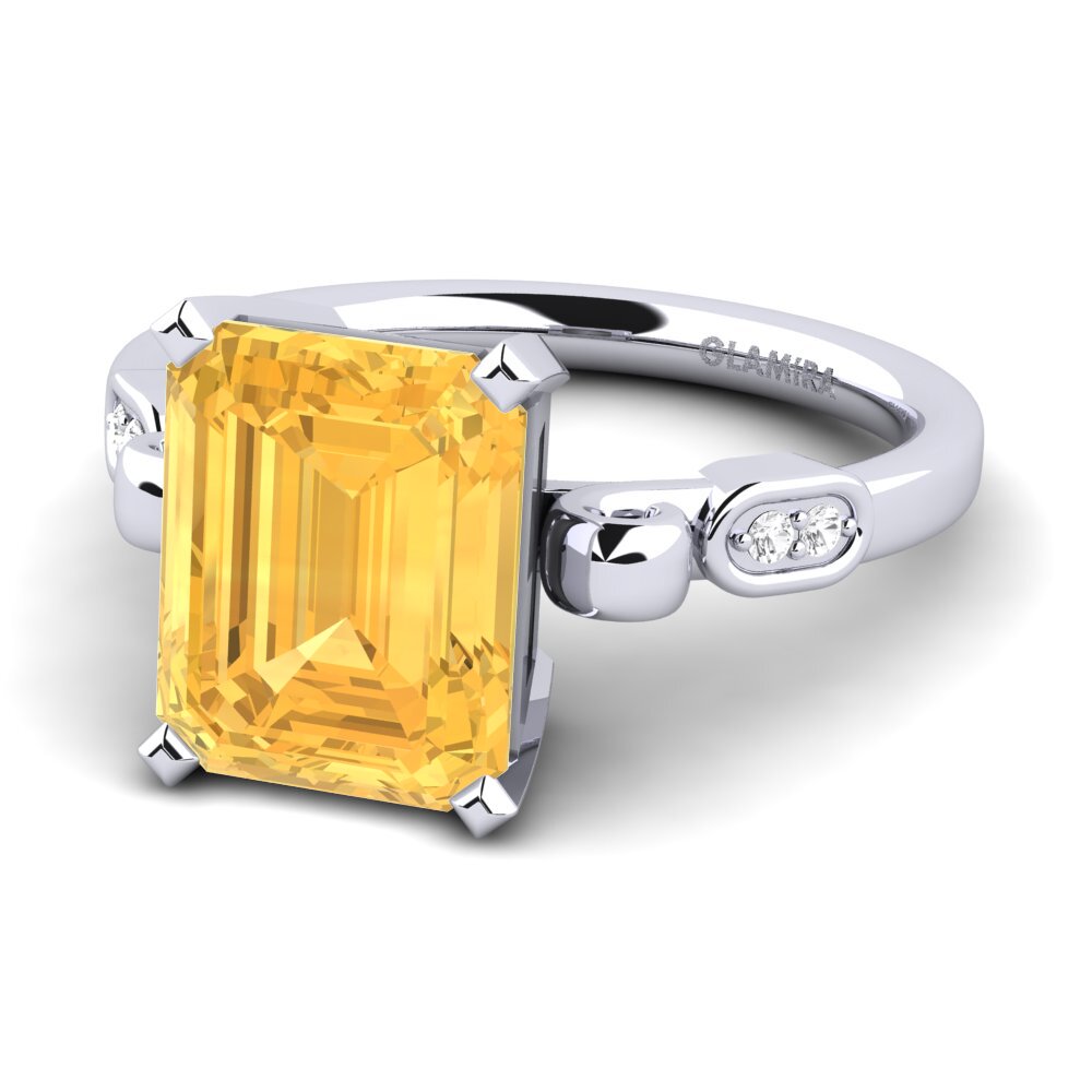 White Silver Citrine Engagement Ring Mathina