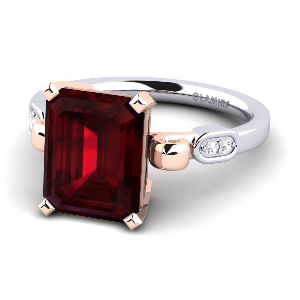 14k White & Rose Gold Garnet Engagement Ring Mathina